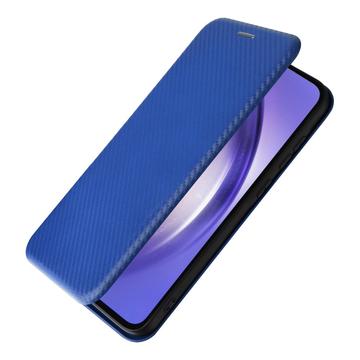 Samsung Galaxy A35 Flip Cover - Karbonfiber - Blå