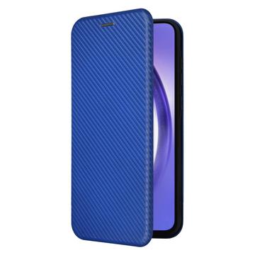 Samsung Galaxy A35 Flip Cover - Karbonfiber - Blå