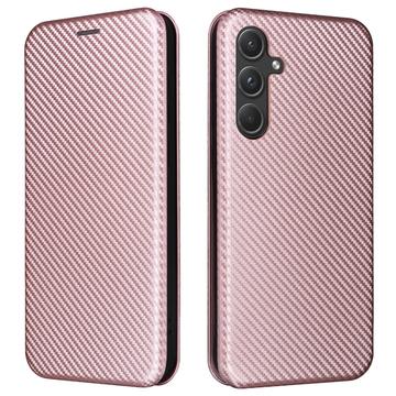 Samsung Galaxy A35 Flip Cover - Karbonfiber - Rødguld