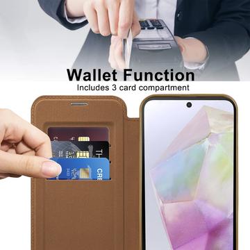 Samsung Galaxy A35 Flip cover med kortholder - MagSafe-kompatibel - Brun