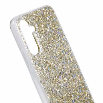 Samsung Galaxy A35 Glitter Flakes TPU Cover - Guld