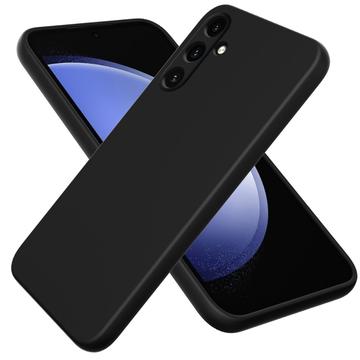 Samsung Galaxy A35 Liquid Silikone Cover med Strop - Sort