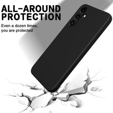Samsung Galaxy A35 Liquid Silikone Cover med Strop - Sort