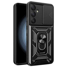 Samsung Galaxy A35 Roterende Ring Hybrid Cover med Kameraskjold - Sort