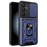 Samsung Galaxy A35 Roterende Ring Hybrid Cover med Kameraskjold - Blå