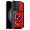 Samsung Galaxy A35 Roterende Ring Hybrid Cover med Kameraskjold - Rød
