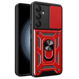 Samsung Galaxy A35 Roterende Ring Hybrid Cover med Kameraskjold - Rød