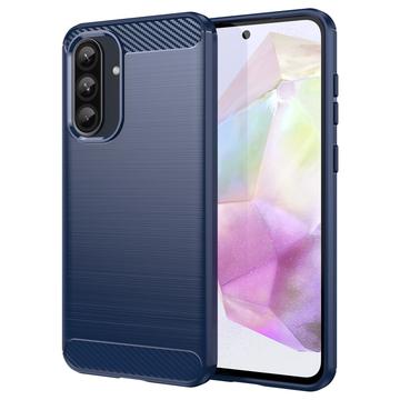 Samsung Galaxy A36/A56 Børstet TPU Cover - Karbonfiber - Blå