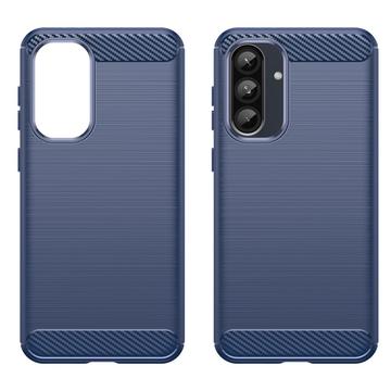 Samsung Galaxy A36/A56 Børstet TPU Cover - Karbonfiber - Blå