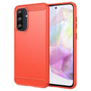 Samsung Galaxy A36/A56 Børstet TPU Cover - Karbonfiber - Rød