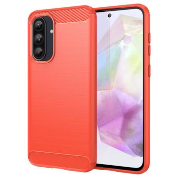Samsung Galaxy A36/A56 Børstet TPU Cover - Karbonfiber - Rød