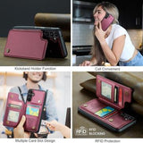 Samsung Galaxy A36 Caseme C22-etui RFID-kortpung - rød