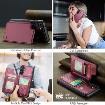 Samsung Galaxy A36 Caseme C22-etui RFID-kortpung - rød
