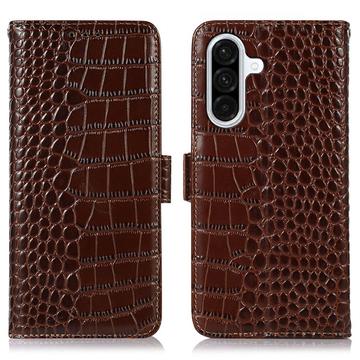 Samsung Galaxy A36 Crocodile Series Læderpung med RFID - Brun