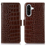Samsung Galaxy A36 Crocodile Series Læderpung med RFID - Brun