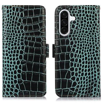 Samsung Galaxy A36 Crocodile Series Læderpung med RFID - Grøn