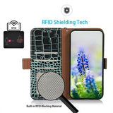 Samsung Galaxy A36 Crocodile Series Læderpung med RFID - Grøn