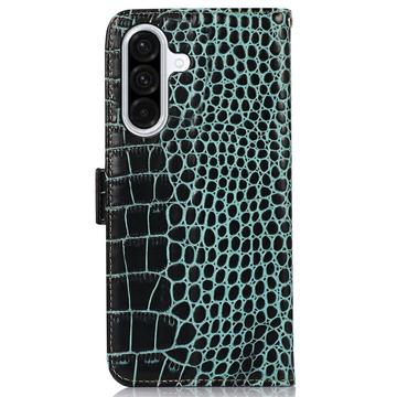 Samsung Galaxy A36 Crocodile Series Læderpung med RFID - Grøn