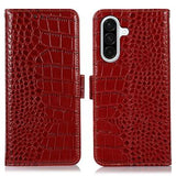 Samsung Galaxy A36 Crocodile Series Læderpung med RFID - Rød