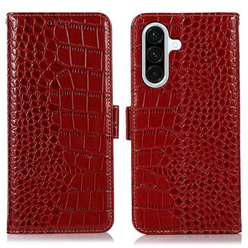 Samsung Galaxy A36 Crocodile Series Læderpung med RFID - Rød