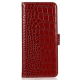 Samsung Galaxy A36 Crocodile Series Læderpung med RFID - Rød