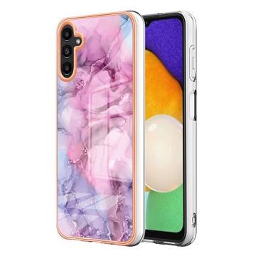 Samsung Galaxy A36 Marmormønster Galvaniseret IMD TPU Cover - Blå / Pink