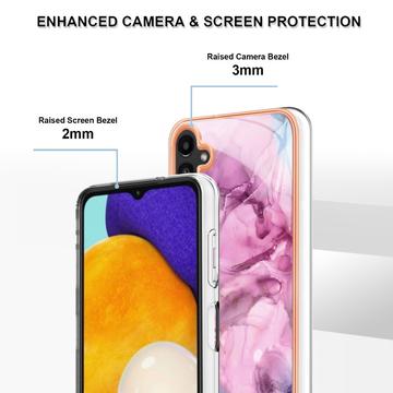 Samsung Galaxy A36 Marmormønster Galvaniseret IMD TPU Cover - Blå / Pink