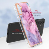 Samsung Galaxy A36 Marmormønster Galvaniseret IMD TPU Cover - Blå / Pink