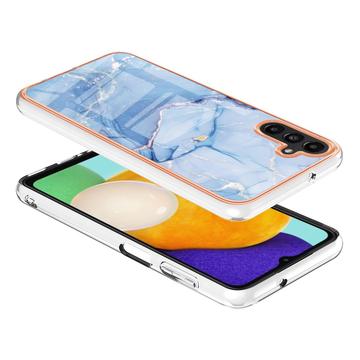 Samsung Galaxy A36 Marmormønster Galvaniseret IMD TPU Cover - Blå