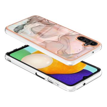 Samsung Galaxy A36 Marmormønster Galvaniseret IMD TPU Cover - Pink