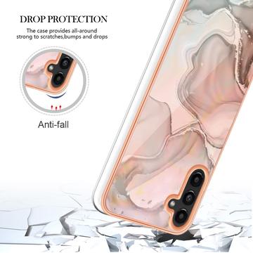 Samsung Galaxy A36 Marmormønster Galvaniseret IMD TPU Cover - Pink
