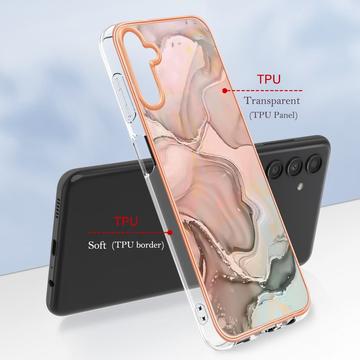 Samsung Galaxy A36 Marmormønster Galvaniseret IMD TPU Cover - Pink