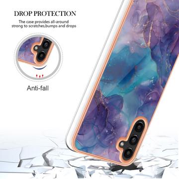Samsung Galaxy A36 Marmormønster Galvaniseret IMD TPU Cover - Lilla