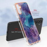 Samsung Galaxy A36 Marmormønster Galvaniseret IMD TPU Cover - Lilla