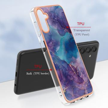 Samsung Galaxy A36 Marmormønster Galvaniseret IMD TPU Cover - Lilla