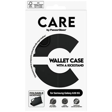 Samsung Galaxy A36 PanzerGlass Care Feature Pung etui med stativ - Sort