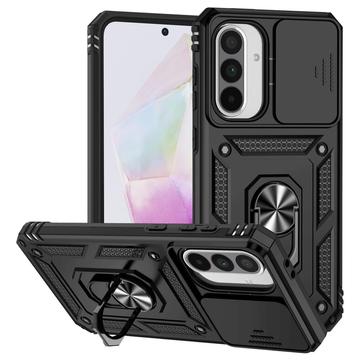 Samsung Galaxy A36 Roterende Ring Hybrid Cover med Kameraskjold - Sort