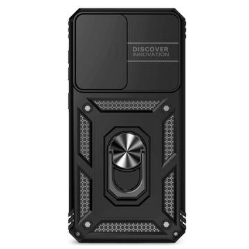 Samsung Galaxy A36 Roterende Ring Hybrid Cover med Kameraskjold - Sort