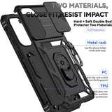 Samsung Galaxy A36 Roterende Ring Hybrid Cover med Kameraskjold - Sort