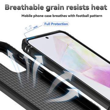 Samsung Galaxy A36 Roterende Ring Hybrid Cover med Kameraskjold - Sort
