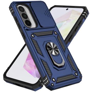Samsung Galaxy A36 Roterende Ring Hybrid Cover med Kameraskjold - Blå