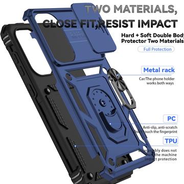 Samsung Galaxy A36 Roterende Ring Hybrid Cover med Kameraskjold - Blå