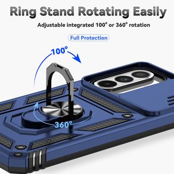 Samsung Galaxy A36 Roterende Ring Hybrid Cover med Kameraskjold - Blå