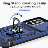 Samsung Galaxy A36 Roterende Ring Hybrid Cover med Kameraskjold - Blå