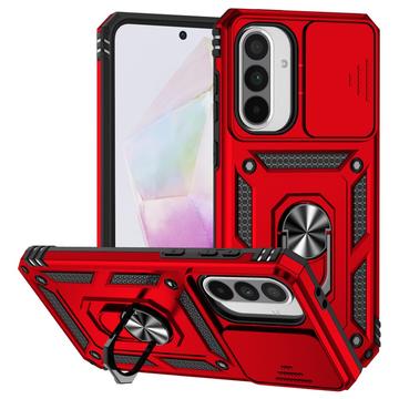 Samsung Galaxy A36 Roterende Ring Hybrid Cover med Kameraskjold - Rød