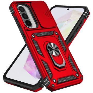 Samsung Galaxy A36 Roterende Ring Hybrid Cover med Kameraskjold - Rød