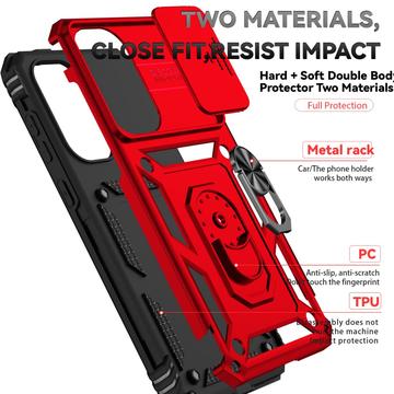 Samsung Galaxy A36 Roterende Ring Hybrid Cover med Kameraskjold - Rød