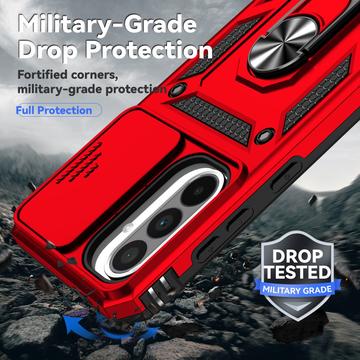 Samsung Galaxy A36 Roterende Ring Hybrid Cover med Kameraskjold - Rød