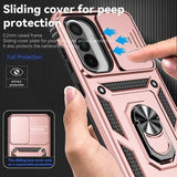 Samsung Galaxy A36 Roterende Ring Hybrid Cover med Kameraskjold - Rødguld