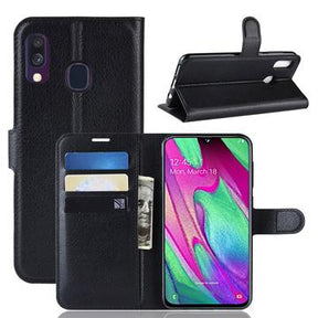 Samsung Galaxy A40 Pung Taske med Magnetisk Lukning - Sort